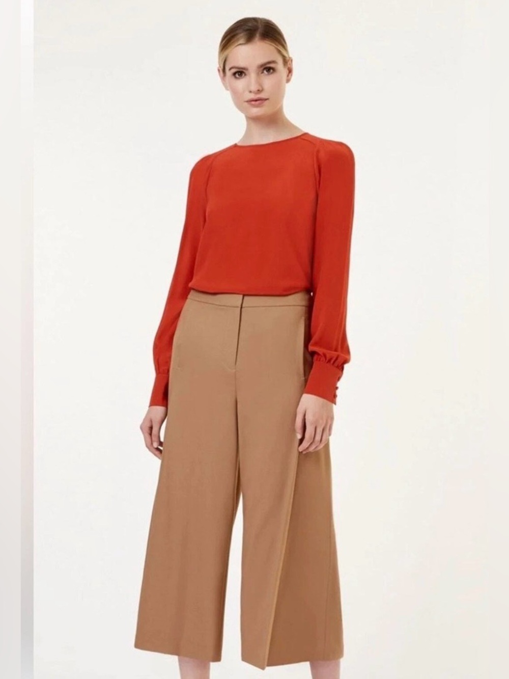 Hobbs London Heidi Silk Blouse in Rust Size 8